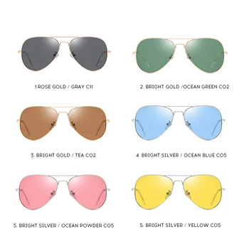 2020 Clásico de la Aviación Gafas de sol Polarizadas para las Mujeres de los Hombres de Calidad UV400 Rosa de Sol Gafas de Visión Nocturna Gafas de Marca de Lujo