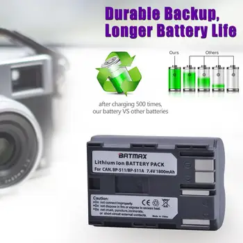 4X BP-511A, BP-511 BP 511 511A BP511 BP511A Batería + LED USB Dual del Cargador para Canon EOS 40D 300D 5D 20D 30D 50D 10D D60 G6