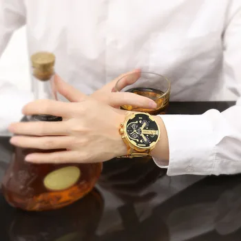 CAGARNY de la Marca de los Hombres Multifunción Reloj de negocio impermeable causal de Cuarzo reloj de Acero de regalo relogio masculino hombre reloj
