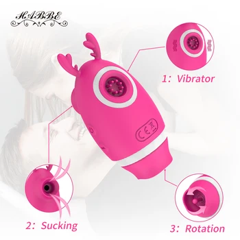 Chupando & Lamiendo Vibrador Estimulador de Clítoris, Pezones masaje de Clítoris Tonto Lengua Mamada Cunnilingus 3 en 1 de los Juguetes Sexuales para Mujeres