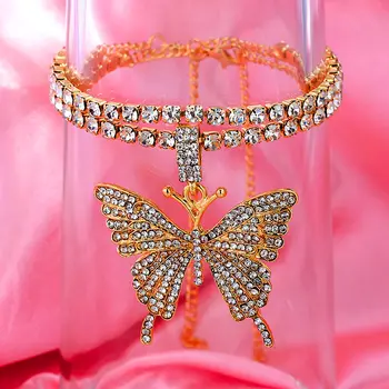 Caraquet Bling Cristal de Tenis de la Cadena de Grandes Mariposa Pulsera para las Mujeres de la Moda de la Mariposa Encanto de la Pulsera para el tobillo del Pie de la Cadena de diamantes de imitación de la Joyería