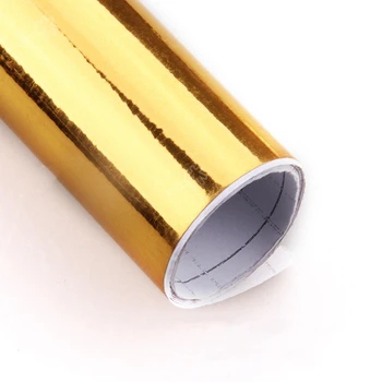 300mm x 1520mm de Oro de Oro de Chrome Aire Libre Espejo Envoltura de Vinilo Película de la etiqueta Engomada de la Hoja de Calcas de 12