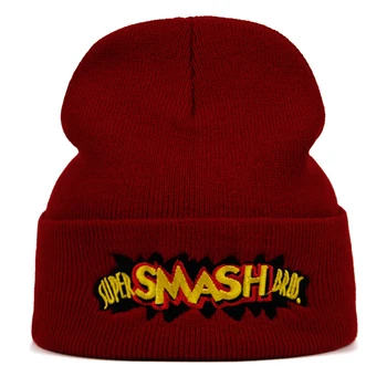 Super SMASH Bros Algodón Sombrero de Hip hop Caliente de esquí de Invierno Gorro de Tejer Cap Skullies & Gorros de lana Unisex de la moda al aire libre de tapas