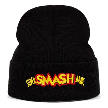Super SMASH Bros Algodón Sombrero de Hip hop Caliente de esquí de Invierno Gorro de Tejer Cap Skullies & Gorros de lana Unisex de la moda al aire libre de tapas