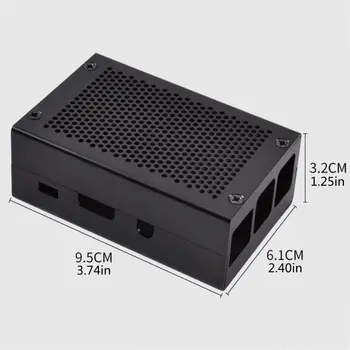 Para Raspberry Pi 3 Modelo B+ caja de Aluminio caja Negra caja de Metal para RPI 3 Modelo B Compatible Para Raspberry Pi 3 Modelo B