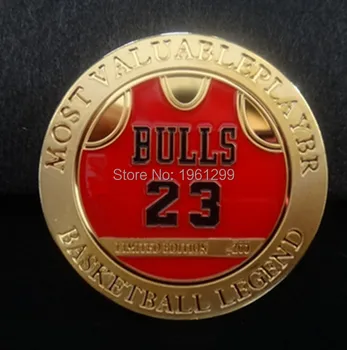 Michael Jordan de baloncesto de 24 kt chapado en oro de la moneda NOS 40 mm.50pcs/lot Dhl el envío gratuito