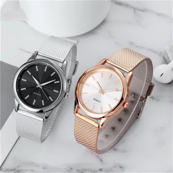 Relojes de lujo de Cuarzo reloj de pulsera de Acero Inoxidable de línea Casual Bracele Reloj de Moda Reloj Analógico relojes mujer наручные часы A50