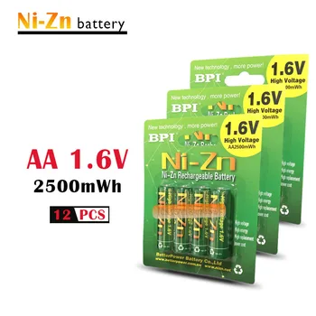 12pcs/lot Recargable BPI AA 2500mWh NI-Zn, NI y Zn NIZN 1.6 V de la Batería Con la caja de los Juguetes, MP3, Cámara