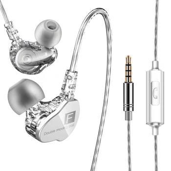 QKZ CK9 Auriculares de Doble Bobina móvil En la oreja los Auriculares Heavy Bass Stereo En el Control de la línea de 3,5 mm Cable de los Auriculares Auriculares