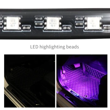 4pcs LED Coche Pie de Luz Ambiente de la Lámpara Con USB Remoto Inalámbrico de Control de Música de Múltiples Modos el Interior de los automóviles de las Luces Decorativas