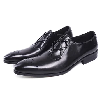 De Lujo De Cuero Genuino De Oxford Para Hombre Zapatos Brogues Marrón Negro De Fiesta De La Boda Traje De Calzado Formal Calzado De Los Hombres Zapatos De Vestir