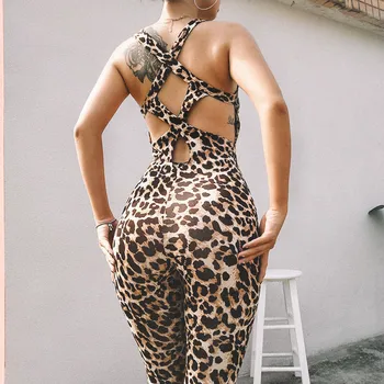 La mujer de los Deportes de Leopardo Mono 2019 de Una sola Pieza Sin Vendas en los Deportes de Conjunto de Yoga para la Mujer de la Aptitud de los Deportes de Ejecución de las Polainas de los Pantalones