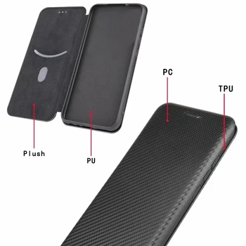 Funda Flip Case para Xiaomi Poco X3 NFC M2 Pro Mi 10 Ultra Redmi Nota 9S Black Shark 3 de Fibra de Carbón Coque de Teléfono Cubierta de la caja de Capa