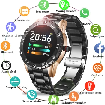 LIGE Nueva Correa de Acero Reloj Inteligente de los Hombres Para Android IOS de la frecuencia Cardíaca presión arterial Información de la llamada Deporte smartwatch de Fitness tracker