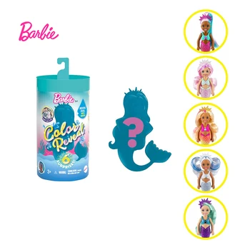 Barbie Color Revelan Poco Kelly Chelsea de Sirena de la Muñeca de sensor de Temperatura Decoloración 6 Sorpresas Caja de la Persiana Niño Juguetes GTP53