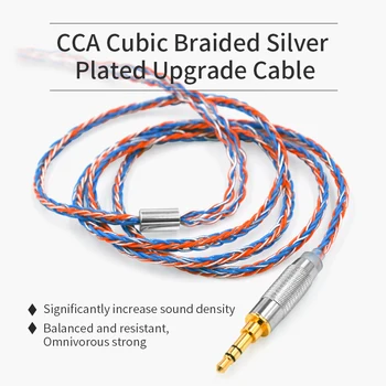 3.5 mm Para MMCX 0,75 mm 2pin de 8 núcleos Chapado en Plata Actualizado de Sustitución de Cable de Cable de los Auriculares Para KZ ZST ZS10 Pro CCA C10