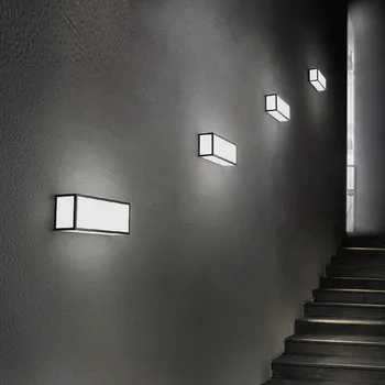 2020 led, lámpara de pared, lámpara de estilo sencillo y moderno dormitorio lámpara de la mesita creativa de vida de diseño rectangular pasillo de luces de TV luz de fondo