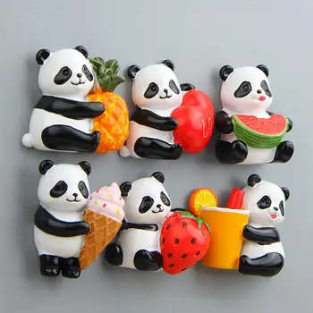 6Pcs Creativo de dibujos animados en Tres Dimensiones de Fruta de Panda Versión Magnética Hebilla Refrigerador Pegatinas Lindos del animal doméstico Imán Pegatinas
