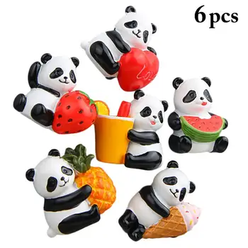 6Pcs Creativo de dibujos animados en Tres Dimensiones de Fruta de Panda Versión Magnética Hebilla Refrigerador Pegatinas Lindos del animal doméstico Imán Pegatinas