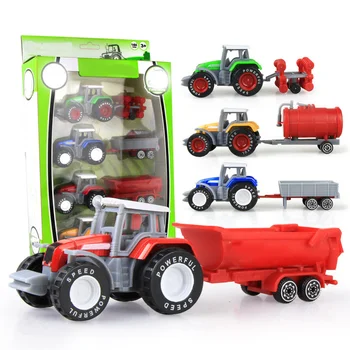 4pcs Mini Coche de Juguete Móvil Tractor Coche Lindo de Aleación Modelo de Juguete de Remolque de Camión de Juguete de los Niños DE Ingeniería de Vehículos de Regalos Para Niños