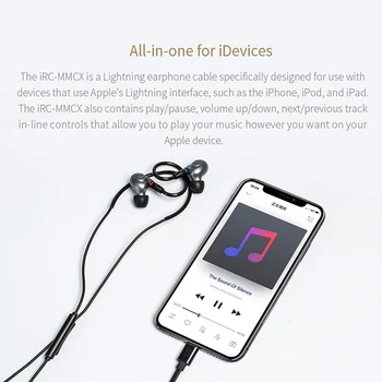 FIIO iRC-MMCX Cable de los Auriculares hecho para el iPhone 7/7plus/8/X/XS En línea con Conteols Micrófono MMCX cable Desmontable para F9 PRO