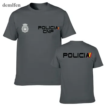 Espana Policia Nacional de España de Policía de España y de la Policía Anti Disturbios Swat Geo Va Fuerzas Especiales de los Hombres T-shirt Camisetas de Gimnasio de la Calle