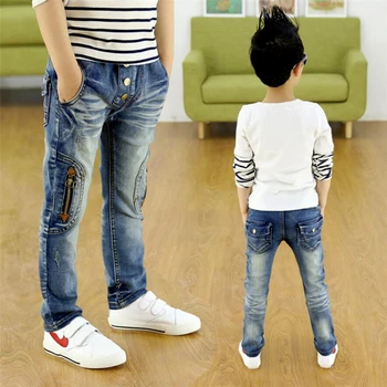 2019 Niños del dril de algodón pantalones de los muchachos grandes slim jeans Vaqueros de Chicos , Niños, Jeans de Moda, por edad: 3 4 5 6 7 8 9 10 11 12 13 14 año