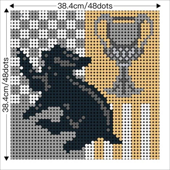 Clásico de la Serie de la Película Hufflepiffed Facultad Tejón de la Escuela de Badged pixel arte del mosaico(48X48) Bloques de Construcción de Pintura Diy Juguetes Ladrillos