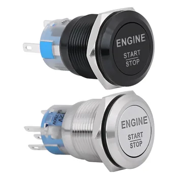 Coche Automático de Enganche Botón pulsador de arranque del Motor Botón de Arranque Interruptor de LED Blanco Encendido Arranque Impermeable 12V Universal