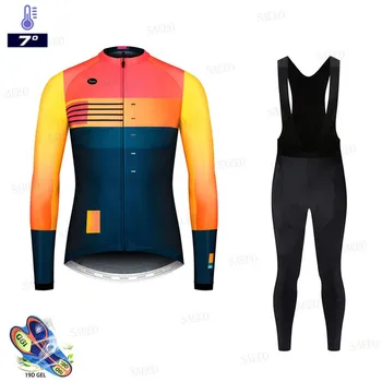 Pro Equipo de la primavera y el otoño de Manga Larga Jersey de Ciclismo Conjunto de Bib Pantalones Ropa MTB Bicicleta Jersey, Uniforme Men2020 Ropa shixiaojiuan