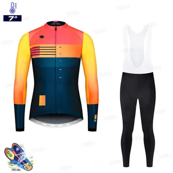 Pro Equipo de la primavera y el otoño de Manga Larga Jersey de Ciclismo Conjunto de Bib Pantalones Ropa MTB Bicicleta Jersey, Uniforme Men2020 Ropa shixiaojiuan