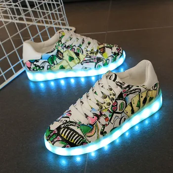 KRIATIV de la Moda de Camuflaje Luminoso Zapatillas de deporte para los Niños Led de zapatos de bebé de carga USB Brillante Niñas Zapatillas de deporte de los niños de la luz hasta los Zapatos