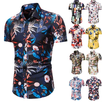 La Playa De Camisetas De 2020 Moda De Verano Botón De La Camisa Hawaiana Camisas Masculina Árbol De Coco Impreso De Manga Corta Para Hombre Talla Plus