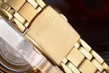 CHENXI Brand Classic Delicado de diamante de imitación de Pareja Amante de los Relojes de Moda de Lujo de Oro de Acero Inoxidable de los Hombres y Mujeres del Reloj Orologi Coppia