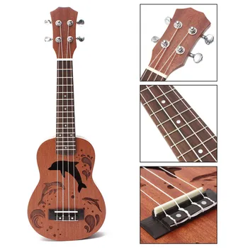 Profesional De 21 Pulgadas Soprano Ukulele Uke Hawaii Guitarra Sapele 15 Traste Madera Ukelele Instrumentos Musicales Para Principiantes Regalo