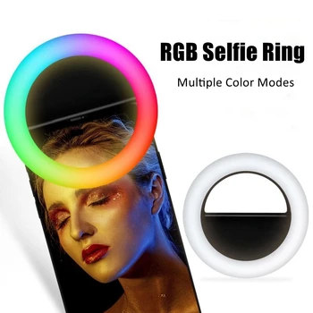 Universal Selfie Anillo de Luz RGB de colores de la Lámpara del Teléfono Móvil de la Lente Flash Portátil Anillo de Color de Luz LED Anillo Para telefonía Celular Vivo