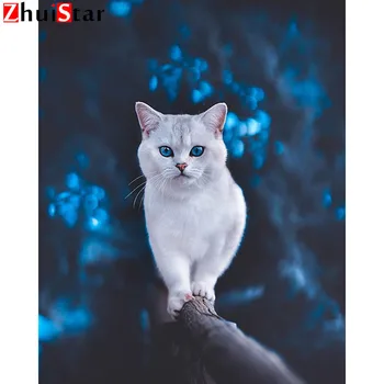 El bordado de diamantes 5d diamante de lleno a la pintura de la plaza Lindos ojos azules de gato mosaico venta de puntada accesorios de decoración WHH