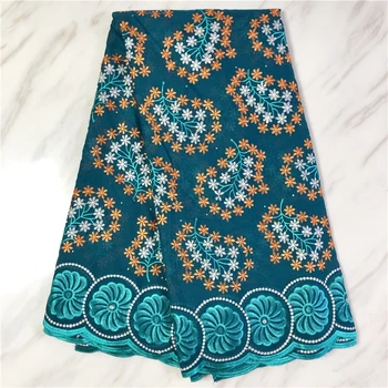 Africano algodón seco de la tela de encaje Suizo de alta calidad voile de encaje en Suiza con piedras Dubai Austria tela de costura de las mujeres