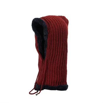 40# Otoño Invierno Mujeres Hombres Sombreros Plus De Terciopelo De Punto Con Capucha Sombreros Conjunto De Bufanda Mujer Crochet Gorros Sombreros De Espesor Gorros Bufandas