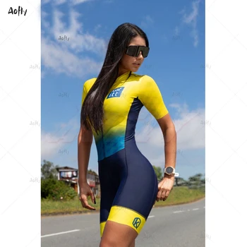Kafitt ciclismo trajes de color Amarillo Cubos de señoras del estilo de manga corta ciclismo traje de pantalones cortos de triatlón en marcha Nuevas 2020 anillo vial de equitación
