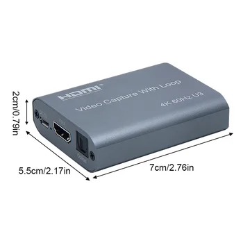 Nuevo Audio de la Tarjeta de Captura de Vídeo USB 3.0 Bucle de Salida 1080P HDMI compatible con Video Grabber Cuadro para PS4 Juego de Registro de la Cámara de la Transmisión en Vivo