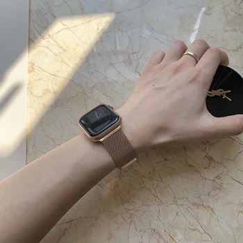 Milanese Loop Pulsera banda de Acero Inoxidable Para el Apple Watch series 1 2 3 42 mm 38 mm correa para el iwatch 4 5 SE 6 40mm 44mm reloj de la prohibición de