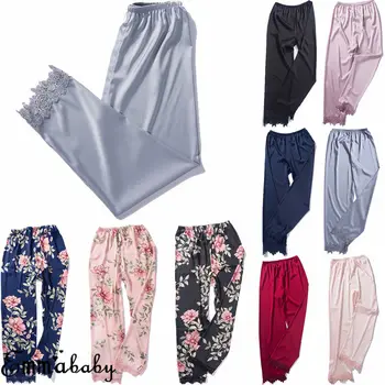 El Sueño Fondos De Ropa De Dormir Loungewear Ropa De Hogar De Las Mujeres De Señora Sexy De Encaje De Seda Pantalones De Pijama