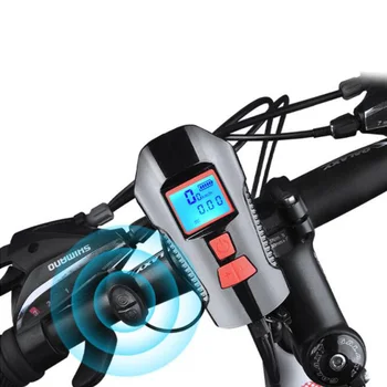 4 Modo USB Luz de la Bicicleta Lámpara y Ordenador de Bicicleta con 6 Modo de Cuerno Linterna de Ciclo de la Bicicleta Velocímetro Led Frente a las Luces de la Bicicleta del Faro
