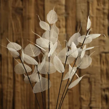 2 piezas 55 cm Blanco Bodhi Hoja de Flores Secas de Fiesta de la Boda Decoración del Hogar Accesorios de BRICOLAJE Ramo de flores Preservadas de la Flor de las Venas de la Rama