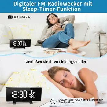 2xusb Digital Radio Reloj Con Proyección de Reloj Sleeper Reloj de Alarma de la Pantalla Led de la Radio Pronóstico del Tiempo Reloj de Termo-higrómetro