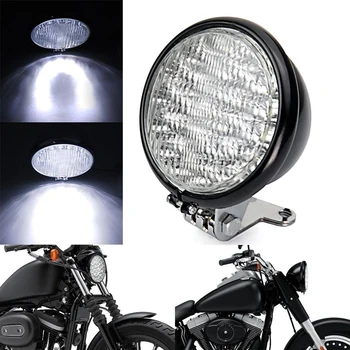 Universal Negro de 5 Pulgadas de la Motocicleta 30 LED Faro Delantero luz de cabeza de la lámpara del Conjunto de Soporte de Har.ley de Honda, Cruiser Cafe Racer Corcho