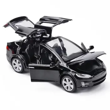 Alta Simulación 1:32 Tesla Model X90 Metal Modelo de Coche de Juguete Acústico-óptica de Pull-back en el Coche de Juguete Con destellos de Música a los Niños Juguetes de Regalo