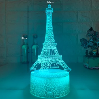 La Torre Eiffel de Noche la Luz Led que cambia de Color los Niños Dormitorio Lamparita Único Regalo de Cumpleaños Dormitorio Decoración de la Mesa en 3D Lámpara de Regalos