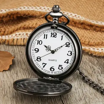 La NOTA de la MUERTE de la Personalidad de los Hombres Alados Reloj de Bolsillo de Cuarzo Atmósfera Dial Blanco Durable Clamshell Caso Gruesa Cadena Colgante de Reloj
